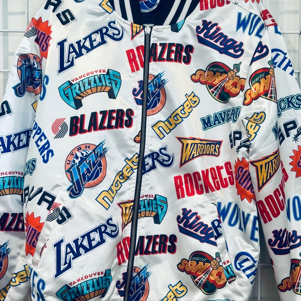 Mitchell & Ness White and Black Reversible Varsity Jacket